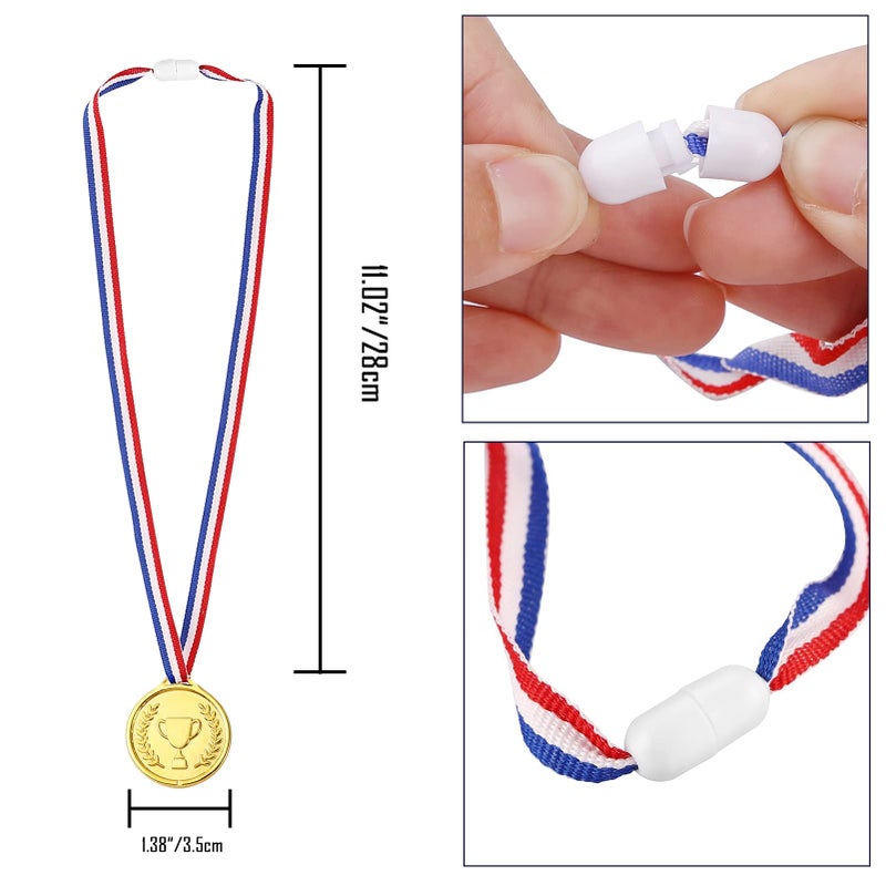 Caydo Gold Medals for Awards, Plastic Gold Medal for Children's Game Prizes, School Sports Games, Competitions, Family Gatherings, Medals for Kids(24PCS/100PCS) - Image 4